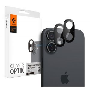 SPIGEN OPTIK cameră de protecție din sticlă 2pcs (9H) BLACK Apple iPhone 16