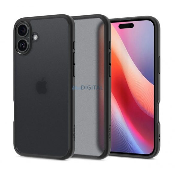 SPIGEN ULTRA HYBRID plastic protector de telefon (rezistent la șocuri, cadru cu bule, mat) BLACK/UNFAT Apple iPhone 16 Plus