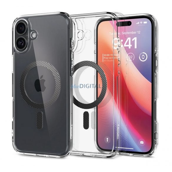 SPIGEN ULTRA HYBRID MAG plastic protector de telefon (rezistent la impact, cadru pernă de aer, model de carbon, MagSafe) pentru Apple iPhone 16 Plus