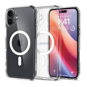 SPIGEN ULTRA HYBRID MAG plastic telefon protector (rezistent la șocuri, bubble cadru, MagSafe) WHITE Apple iPhone 16 5G