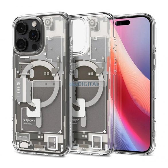 SPIGEN ULTRA HYBRID ZERO ONE plastic protector de telefon (rezistent la șocuri, bubble cadru, MagSafe) TITAN Apple iPhone 16 Pro Max