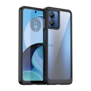 Silicon protector de telefon (rezistent la șocuri, spate transparent) BLACK Motorola Moto G14