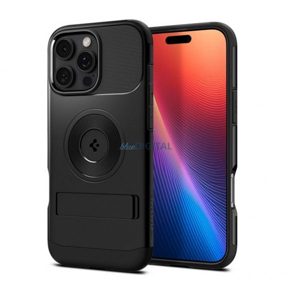 SPIGEN SLIM ARMOR MAG Silicone Phone Protector (spate din plastic, rezistent la șocuri, colț cu pernă de aer, MagSafe) BLACK Apple iPhone 16 Pro Max