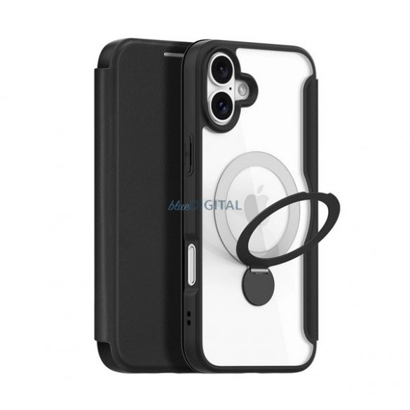 DUX DUCIS SKIN X PRO Carcasă Standing Leather Effect (FLIP, deschidere laterală, RFID, anti-reflexie, MagSafe) NEGRU Apple iPhone 16