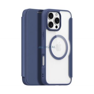 DUX DUCIS SKIN X PRO Carcasă Standing Leather Effect (FLIP, deschidere laterală, RFID, MagSafe) BLUE Apple iPhone 16 Pro