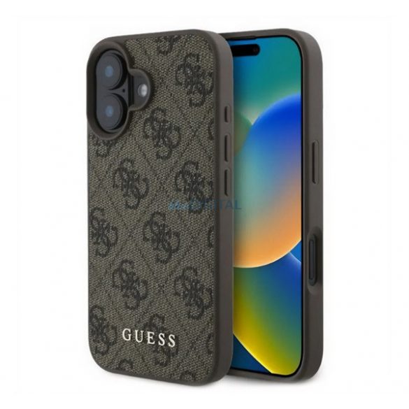 GUESS 4G METAL GOLD LOGO plastic protector de telefon (spate textil) BARNA Apple iPhone 16