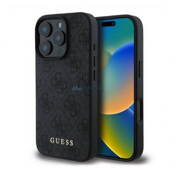 GUESS 4G METAL GOLD LOGO plastic protector de telefon (spate textil) BLACK Apple iPhone 16 Pro Max