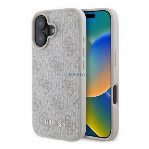 GUESS 4G METAL GOLD LOGO plastic protector de telefon (spate textil) ROSE COLOUR Apple iPhone 16