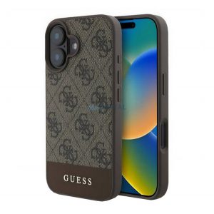 GUESS 4G STRIPE plastic protector de telefon (spate textil) BARNA Apple iPhone 16