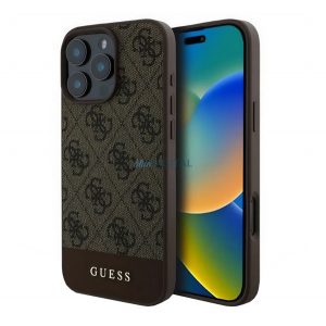 GUESS 4G STRIPE plastic protector de telefon (spate textil) BARNA Apple iPhone 16 Pro