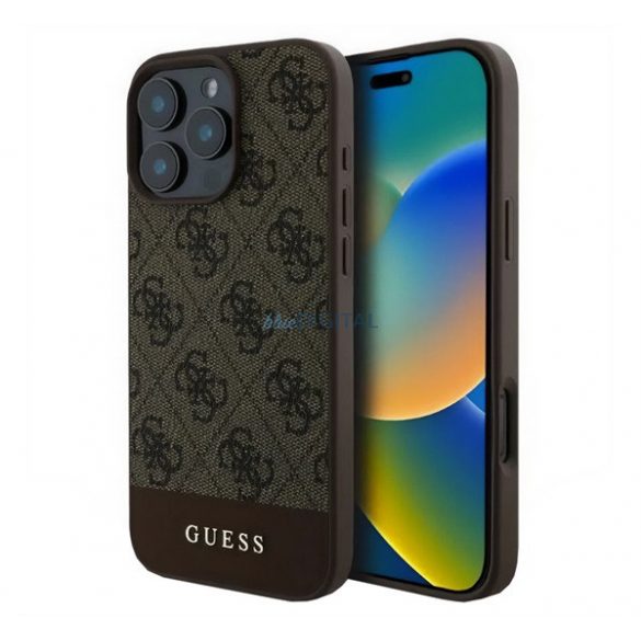 GUESS 4G STRIPE plastic protector de telefon (spate textil) BARNA Apple iPhone 16 Pro Max