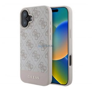 GUESS 4G STRIPE plastic protector de telefon (capac spate textil) BRONZE Apple iPhone 16