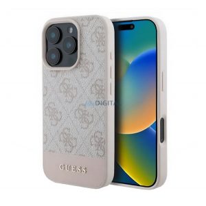 GUESS 4G STRIPE plastic protector de telefon (capac spate textil) BRONZE Apple iPhone 16 Pro Max