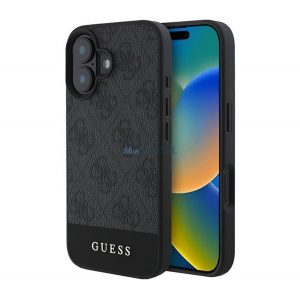 GUESS 4G STRIPE plastic protector de telefon (spate textil) GREY Apple iPhone 16