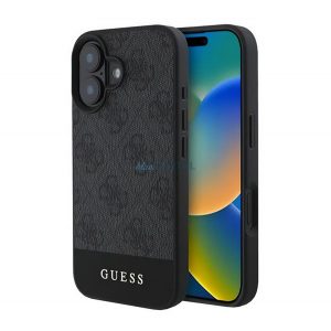 GUESS 4G STRIPE plastic protector de telefon (spate textil) GREY Apple iPhone 16 Plus