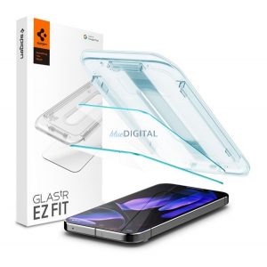 SPIGEN EZ FIT ecran protector de sticlă 2pcs (2.5D, caz-friendly, ultra-subțire, 0.2mm, 9H + cadru) pentru Google Pixel 9 Pro, Pixel 9