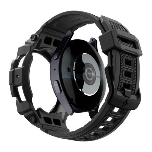 SPIGEN RUGGED ARMOR PRO Strap (dimensiune personalizată, silicon, rezistent la șocuri + cadru din silicon) NEGRU Samsung Galaxy Watch 7 44mm (SM-L310), Galaxy Watch 7 eSIM 44mm (SM-L315)