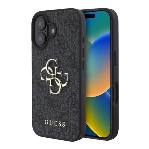 GUESS 4G BIG LOGO silicon protector de telefon (rezistent la șocuri, piele efect spate) BLACK Apple iPhone 16