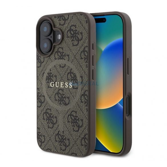 GUESS 4G RING CLASSIC LOGO silicon protector de telefon (rezistent la șocuri, spate textil, MagSafe) BARNA Apple iPhone 16