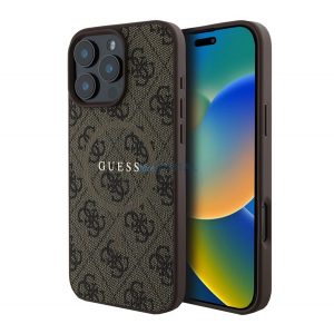 GUESS 4G RING CLASSIC LOGO silicon protector de telefon (rezistent la șocuri, spate textil, MagSafe) BARNA Apple iPhone 16 Pro Max