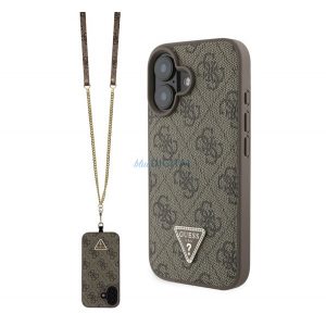 GUESS LEATHER METAL LOGO STRASS CROSSBODY silicon protector de telefon (rezistent la șocuri, efect de piele spate + curea de umăr) BARNA Apple iPhone 16