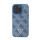 GUESS LEATHER METAL LOGO STRASS CROSSBODY silicon protector de telefon (rezistent la șocuri, efect de piele spate + curea de umăr) BLUE Apple iPhone 16