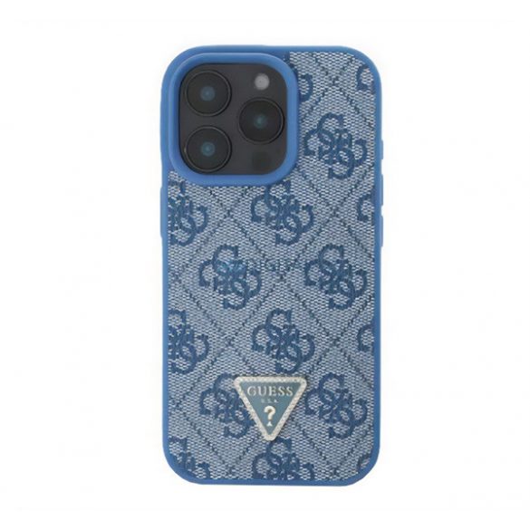 GUESS LEATHER METAL LOGO STRASS CROSSBODY silicon protector de telefon (rezistent la șocuri, efect de piele spate + curea de umăr) BLUE Apple iPhone 16