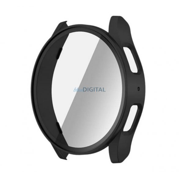 Cadru din plastic (BUMPER, rezistență la șocuri + sticlă de protecție a ecranului) BLACK Samsung Galaxy Watch 7 eSIM 44mm (SM-L315), Galaxy Watch 7 44mm (SM-L310)