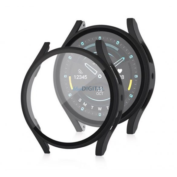 Cadru din plastic (BUMPER, rezistență la șocuri + sticlă de protecție a ecranului) BLACK Samsung Galaxy Watch 7 eSIM 40mm (SM-L305), Galaxy Watch 7 40mm (SM-L300)