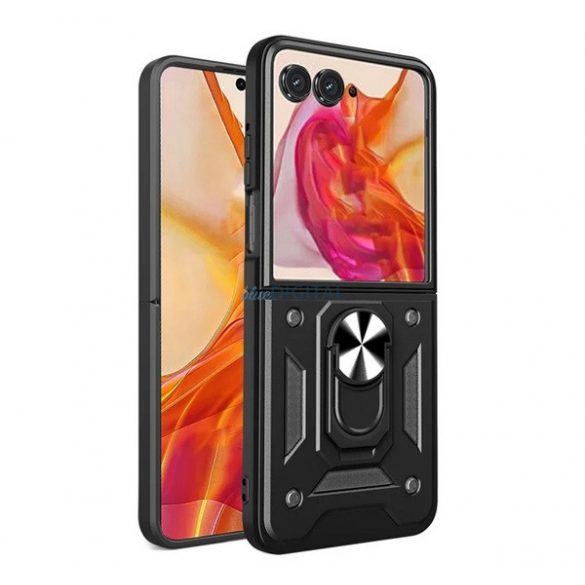 Defender silicon protector de telefon (rezistent la șocuri, inel de reținere, protector de cameră) BLACK Motorola Razr 50