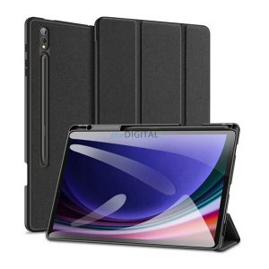 DUX DUCIS DOMO Husă permanentă cu efect de piele (FLIP activ, deschidere laterală, TRIFOLD, suport pentru birou, suport pentru stilou) BLACK Samsung Galaxy Tab S10 Plus LTE (SM-X826B), Galaxy Tab S10 Plus WIFI (SM-X820)