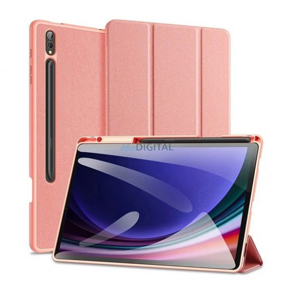 DUX DUCIS DOMO Husă permanentă cu efect de piele (FLIP activ, deschidere laterală, TRIFOLD, suport pentru birou, suport pentru creioane) ROSE Samsung Galaxy Tab S10 Plus LTE (SM-X826B), Galaxy Tab S10 Plus WIFI (SM-X82