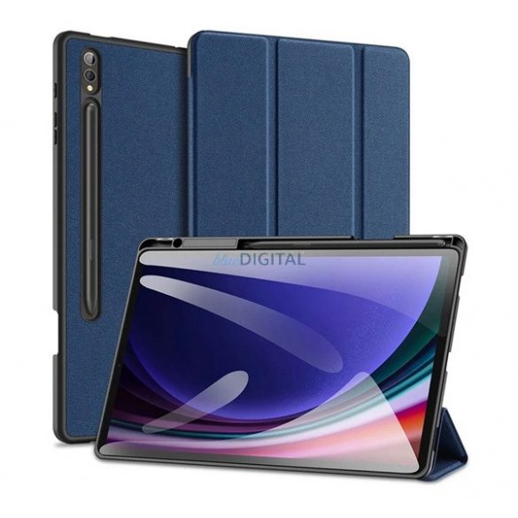 DUX DUCIS DOMO husă verticală, efect piele (active FLIP, deschidere laterală, TRIFOLD, suport pentru birou, suport pentru creioane) FASTENING BLUE Samsung Galaxy Tab S10 Plus LTE (SM-X826B), Galaxy Tab S10 Plus WIFI (SM-X82