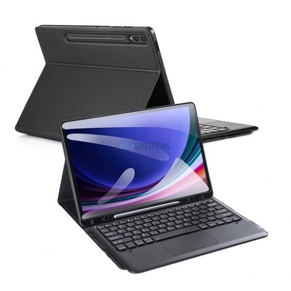 DUX DUCIS Husă permanentă cu efect de piele (FLIP, tastatură bluetooth, desktop, QWERTY, engleză, suport pentru stilou) NEGRU Samsung Galaxy Tab S10 Plus LTE (SM-X826B), Galaxy Tab S10 Plus WIFI (S