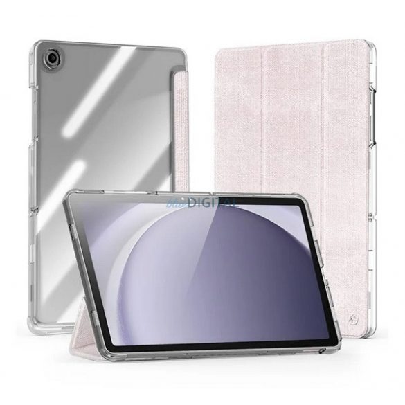 DUX DUCIS UNID Husă permanentă cu efect textil (FLIP activ, deschidere laterală, TRIFOLD, suport pentru birou, suport pentru stilou) ROSE pentru Samsung Galaxy Tab A9 Plus WIFI (SM-X210), Galaxy Tab A9 Plus 5G (SM-X216)