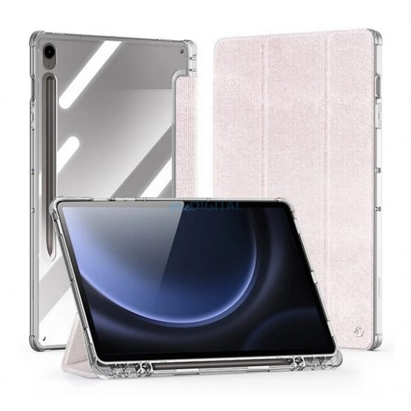 DUX DUCIS UNID husă verticală, efect textil (active FLIP, deschidere laterală, TRIFOLD, suport pentru birou, suport pentru pix) ROSE pentru Samsung Galaxy Tab S9 WIFI (SM-X710), Galaxy Tab S9 FE LTE (SM-X516), Gala