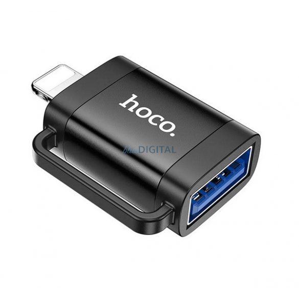 Adaptor HOCO UA31A (mufă USB - lightning, transfer de date și încărcare, OTG) NEGRU