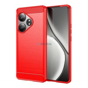 Silicon protector pentru telefon (rezistent la impact, călcâi cu pernă de aer, periat, model de carbon) PIROS Realme GT 6T 5G, GT 6 5G