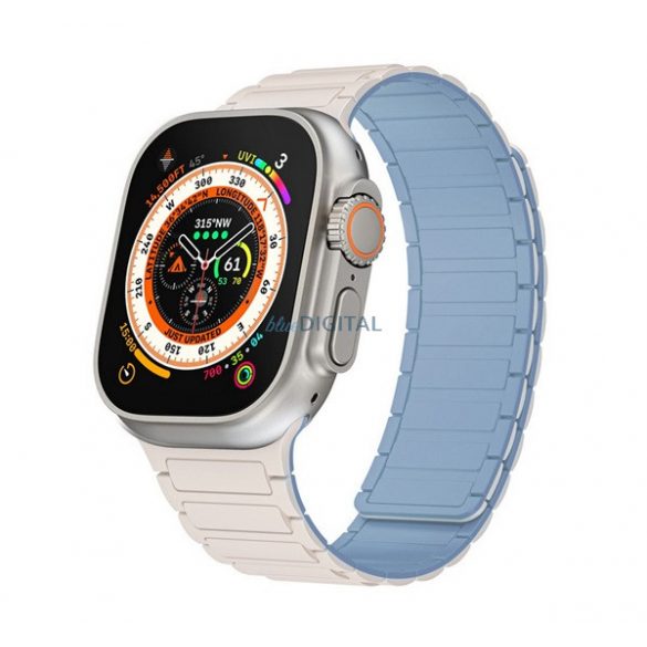 Curea (dimensiune personalizată, mică, silicon, 3D, magnetică) WHITE/WIDE BLUE Apple Watch Series 10 42mm, Watch Series 5 40mm, Watch Series 4 40mm