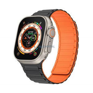 Curea (dimensiune personalizată, mică, silicon, 3D, magnetică) BLACK/NORANGE Apple Watch Series 10 42mm, Watch Series 5 40mm, Watch Series 4 40mm