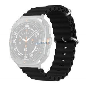 Curea (dimensiune personalizată, silicon, reglabilă, val) BLACK Samsung Galaxy Watch Ultra eSIM 47mm (SM-L705)