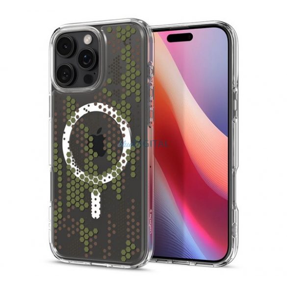 SPIGEN ULTRA HYBRID MAG plastic protector de telefon (rezistent la impact, cadru cu bule, model de camuflaj, MagSafe) pentru Apple iPhone 16 Pro Max 5G