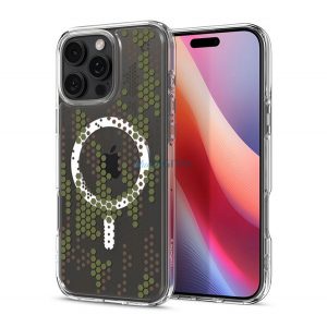 SPIGEN ULTRA HYBRID MAG plastic protector de telefon (rezistent la impact, cadru cu bule, model de camuflaj, MagSafe) pentru Apple iPhone 16 Pro 5G