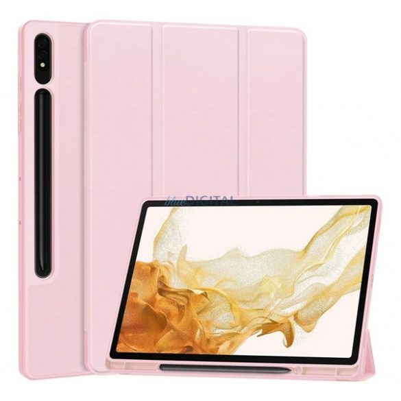 Carcasă permanentă, efect piele (FLIP activ, deschidere laterală, TRIFOLD, suport pentru birou, suport pentru creioane) ROSE Samsung Galaxy Tab S10 Plus LTE (SM-X826B), Galaxy Tab S10 Plus WIFI (SM-X820)