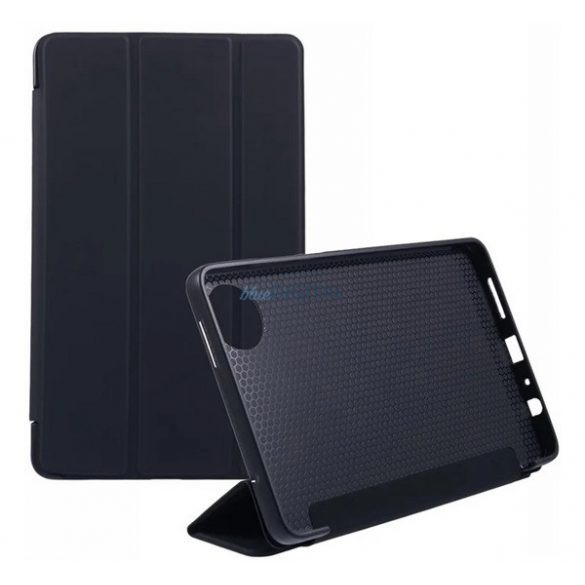 Caz permanent cu efect de piele (FLIP, deschidere laterală, TRIFOLD, desktop) BLACK Xiaomi Redmi Pad SE 8.7