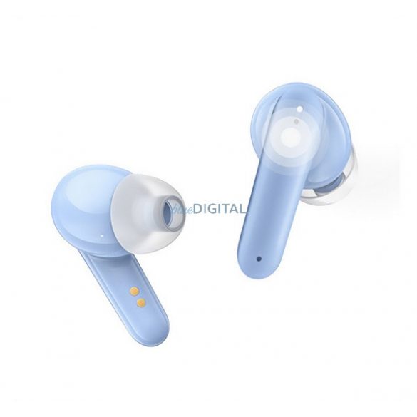 USAMS BE16 căști bluetooth STAREO (v5.3, TWS, anulare zgomot + încărcător) LIGHT BLUE