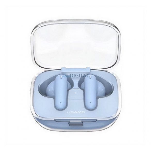 USAMS BE16 căști bluetooth STAREO (v5.3, TWS, anulare zgomot + încărcător) LIGHT BLUE