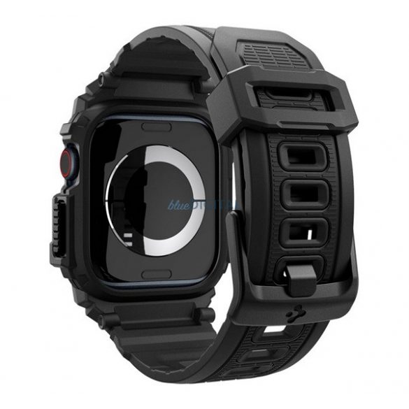 SPIGEN RUGGED ARMOR PRO Strap (dimensiune personalizată, silicon, rezistent la șocuri + cadru din silicon) BLACK Apple Watch Series 10 42mm