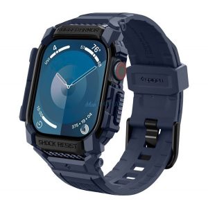 SPIGEN RUGGED ARMOR PRO Strap (dimensiune personalizată, silicon, rezistent la șocuri + cadru din silicon) BREATH BLUE Apple Watch Series 10 46mm