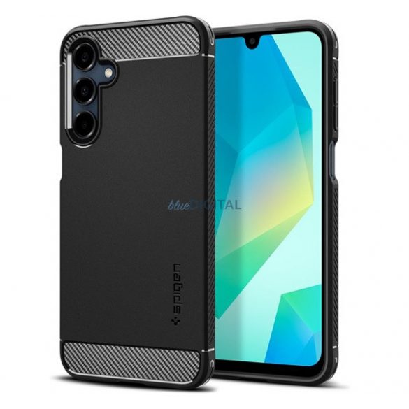 SPIGEN RUGGED ARMOR silicon telefon protector (rezistent la șocuri, bubble heel, model de carbon) BLACK Samsung Galaxy A16 5G (SM-A166), Galaxy A16 4G (SM-A165)